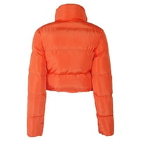 Keusn ženska usjeva kratka jakna obrezana modna jakni za žene toplo zimsko lagani kaput narančasta s