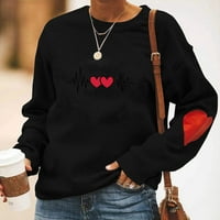 Ženske majice s kapuljačom veličine plus, pulover s okruglim vratom s printom, jesenski crni vrhovi, veličina