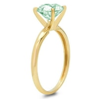 Zeleni dijamant okruglog reza od 2,5 karata imitacija žutog zlata od 18 karata graviranje godišnjice zaruka vjenčani