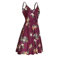 Ženska haljina Bez rukava s izrezom u obliku slova A i cvjetnim remenom ljetna ležerna ljuljačka s džepom Posebna