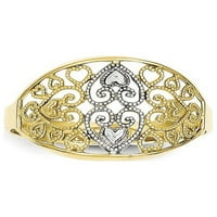10K žuti i bijeli zlatni dvobojni filigranski prsten u obliku srca-Veličina 9