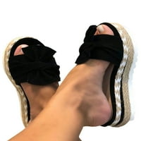 Ženske espadrile, sandale na platformi s otvorenim prstima s mašnom, ljetne ravne sandale