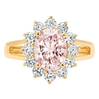 2.72ct ovalni rez ružičasta simulirani dijamant 18K Izjava o graviranju žuto zlata