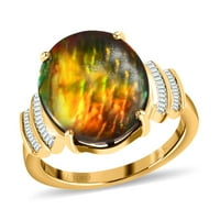 Trgovina AMMOLIT bijeli dijamant Baguette prsten od žutog zlata 10k za žene nakit vjenčanje angažman obećanje