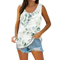 Rasprodaja 2 ženske ljetne majice bez rukava s modnim printom jesenske Ležerne bluze s okruglim vratom s gumbima