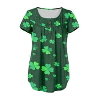 Majice Womenwomen's St. Patrick's Day Cvjetni print casual majica kratki rukavi uživo gumb