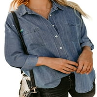 Modna ženska ležerna traper košulja proljeće-jesen labava dvostruka džepna jakna dugih rukava ležerna jakna na