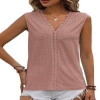 Ženski ljetni vrhovi u obliku majice s izrezom u obliku rukava Bez rukava udobna majica pulover s čipkastim obrubom