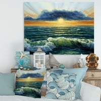 DesignArt 'Plavi ocean u Sunset Evening I' Nautical & Coast Canvas Wall Art Print