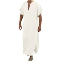 Muška Casual modna odjeća od pamuka i lana s izrezom i kratkim rukavima u obliku slova u, haljina, jakna, majica,