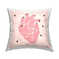 Stupell Industries pastelno ružičasto anatomsko tiskano srce Dizajn jastuka od jastuka Ziwei Li