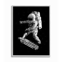 Stupell Industries Space Skateboard Klizanje Astronaut USA ploča zastave uokviren zidni umjetnički dizajn Roberta